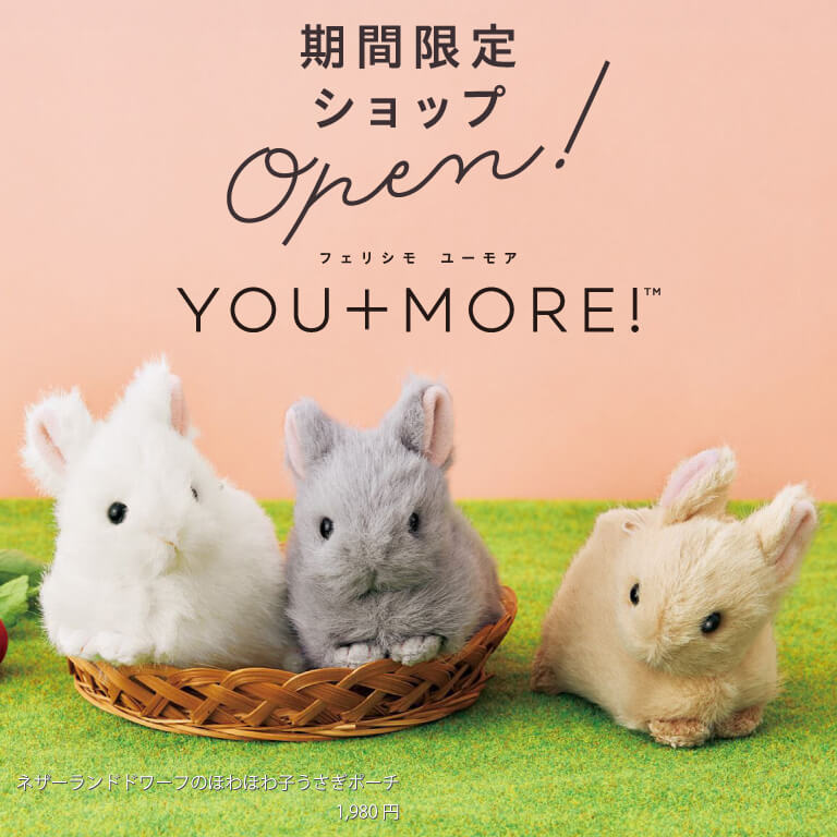 フェリシモ YOU+MORE! ネザーランドドワーフのほわほわ子うさぎポーチ